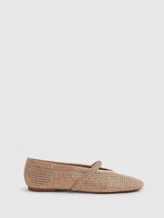 River Island Gold Crochet Ballet Pumps - Image 1 of 6