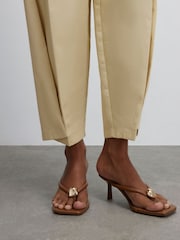 River Island Brown Hardware Toe Thong Sandals - Image 1 of 6
