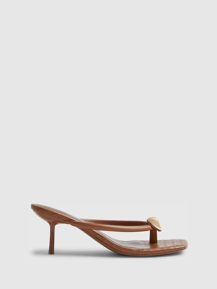 River Island Brown Hardware Toe Thong Sandals - Image 2 of 6 River Island Brown Hardware Toe Thong Sandals - Image 2 of 6