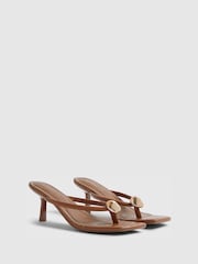 River Island Brown Hardware Toe Thong Sandals - Image 3 of 6