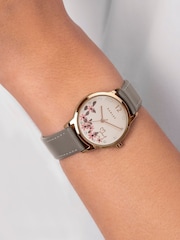 Radley Brown Rose Gold Plated Floral Dog Dial Coffee Leather Strap Watch - Image 3 of 4