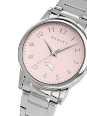 Radley Silver Plated Pink Satin Dial Stainless Steel Bracelet Watch - Image 2 of 4