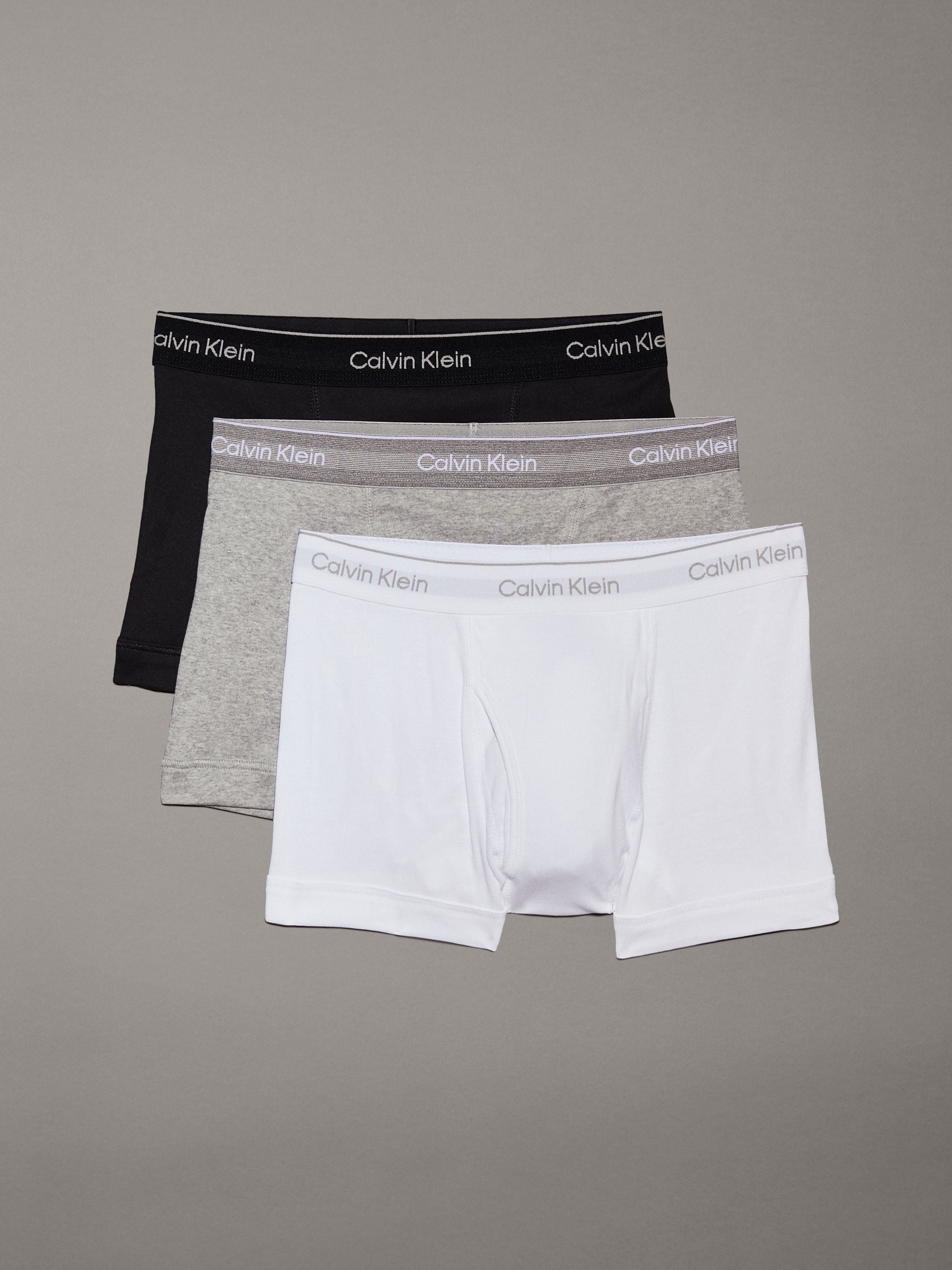 Calvin Klein Men's Multicolor Cotton Trunks 3 Pack - Black Grey Heather White | Size: Xl - Image 3