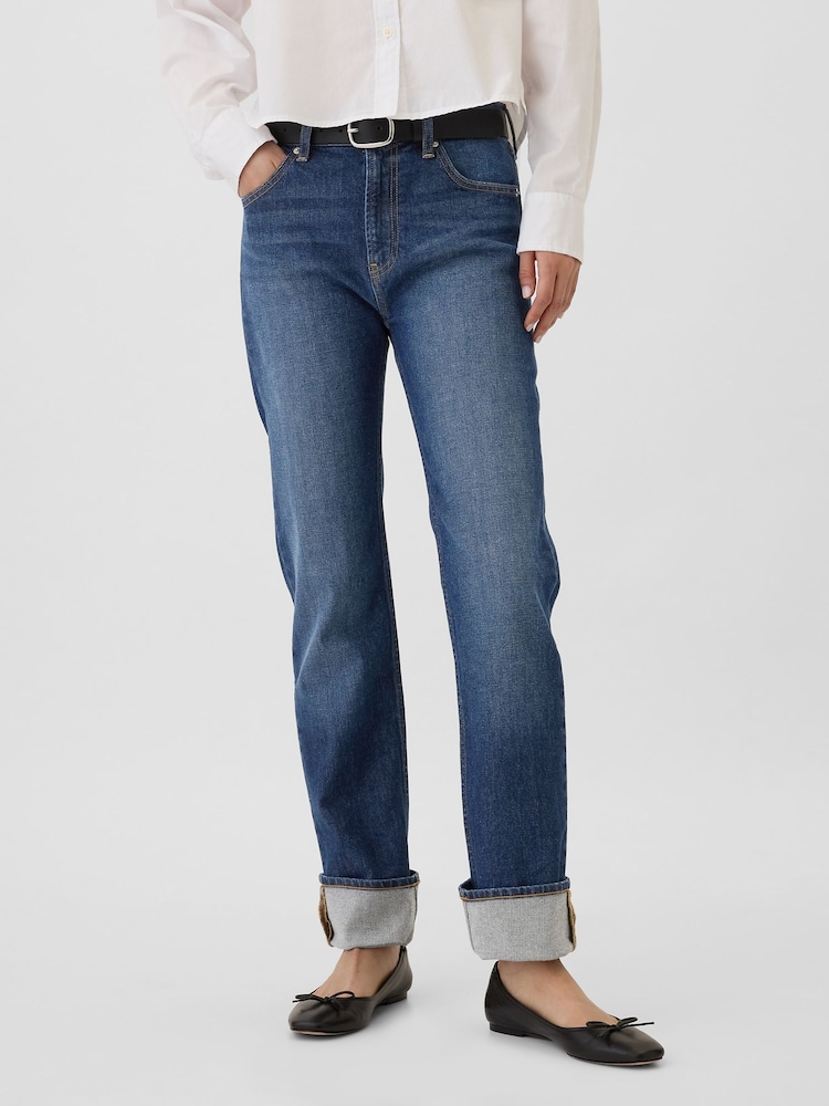 Gap Dark Wash High Waisted '90s Original Straight Jeans - Image 1 of 6