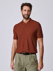 Aubin Red Alford Textured Polo Shirt - Image 1 of 5