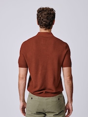 Aubin Red Alford Textured Polo Shirt - Image 2 of 5