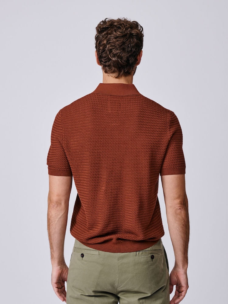 Aubin Red Alford Textured Polo Shirt - Image 2 of 5