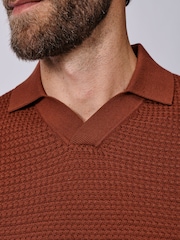 Aubin Red Alford Textured Polo Shirt - Image 3 of 5
