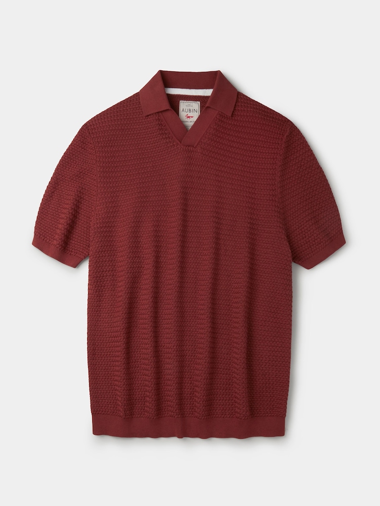 Aubin Red Alford Textured Polo Shirt - Image 5 of 5