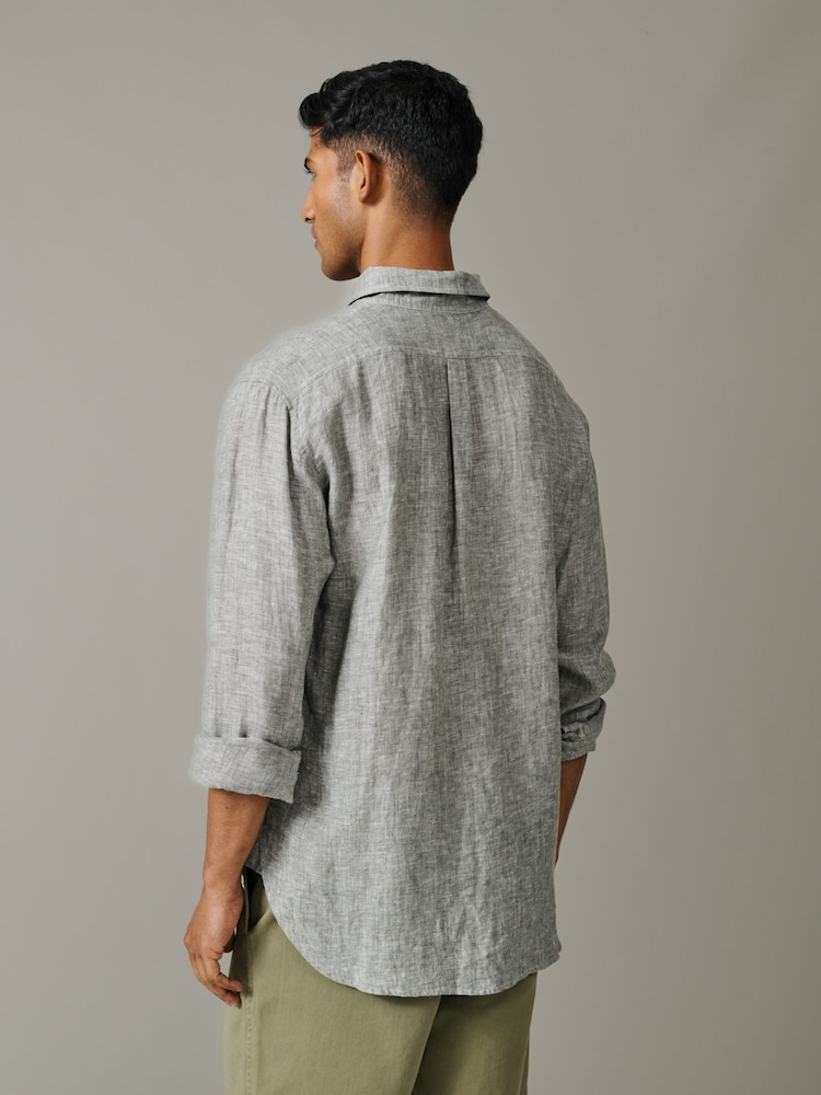 Aubin Green Worlaby Linen Shirt - Image 2 of 5