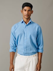 Aubin Blue Grainsby Linen Cotton Shirt - Image 1 of 5