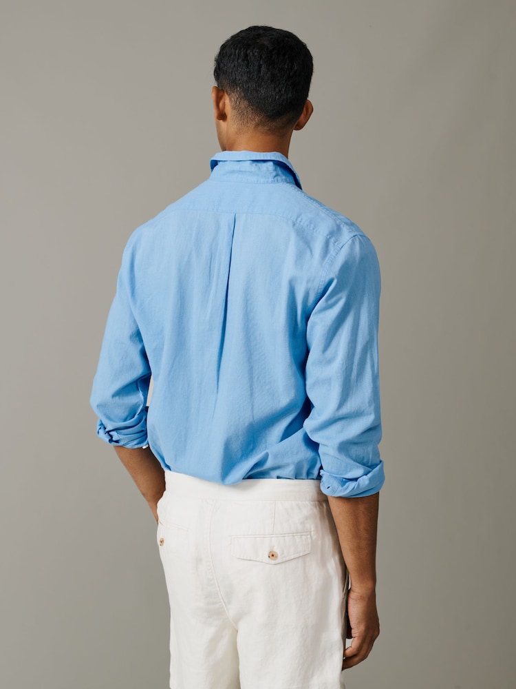 Aubin Blue Grainsby Linen Cotton Shirt - Image 2 of 5
