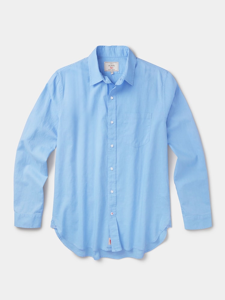 Aubin Blue Grainsby Linen Cotton Shirt - Image 5 of 5