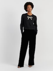 Chinti & Parker Laura Whitmore Embellished Bow Black Sweater - Image 3 of 4