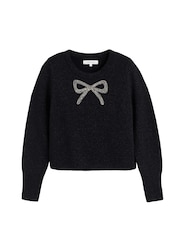 Chinti & Parker Laura Whitmore Embellished Bow Black Sweater - Image 4 of 4