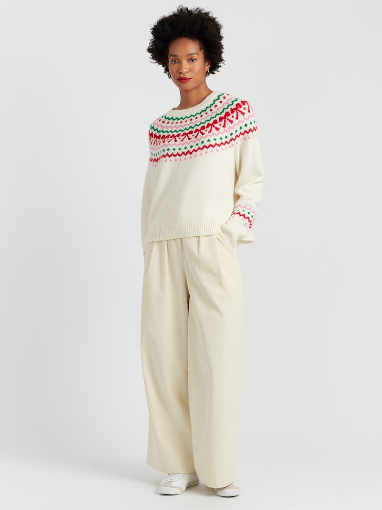 Chinti & Parker Cream Wool-Cashmere Bow Fairisle Sweater - Image 2 of 4 Chinti & Parker Cream Wool-Cashmere Bow Fairisle Sweater - Image 2 of 4