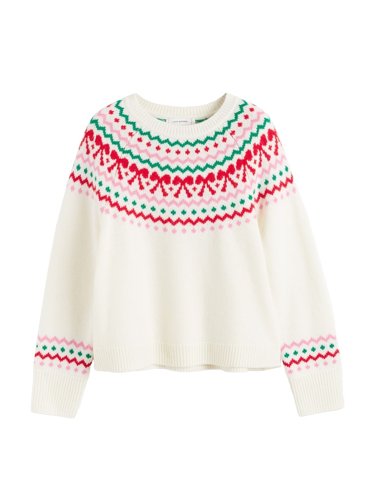 Chinti & Parker Cream Wool-Cashmere Bow Fairisle Sweater - Image 4 of 4 Chinti & Parker Cream Wool-Cashmere Bow Fairisle Sweater - Image 4 of 4