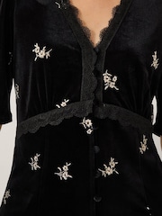 Monsoon Black Erin Floral Lace Velvet Top - Image 4 of 5