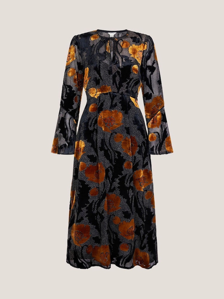 Monsoon Black Reese Devoré Polka Dot Midi Dress - Image 5 of 5 Monsoon Black Reese Devoré Polka Dot Midi Dress - Image 5 of 5