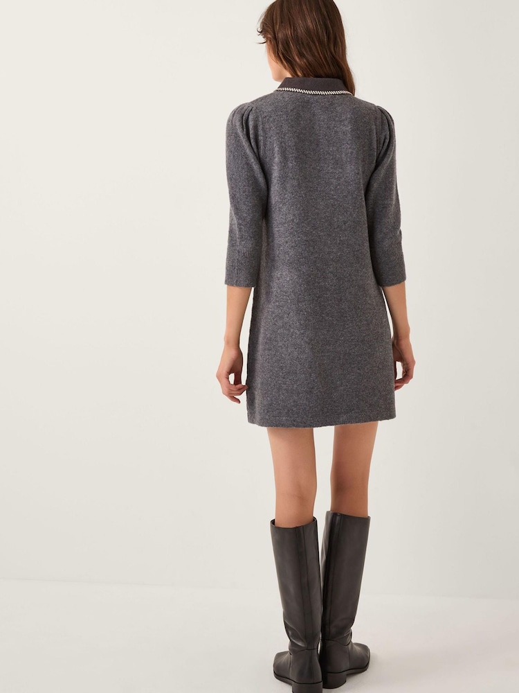 Monsoon Grey Ebony Embellished Collar Knit Mini Dress - Image 2 of 4