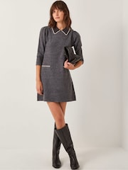 Monsoon Grey Ebony Embellished Collar Knit Mini Dress - Image 3 of 4