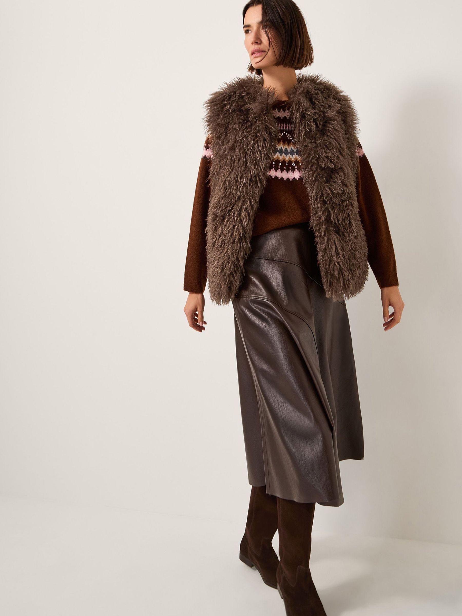 Buy Monsoon Brown Maeve Shaggy Faux Fur Gilet from the Next UK