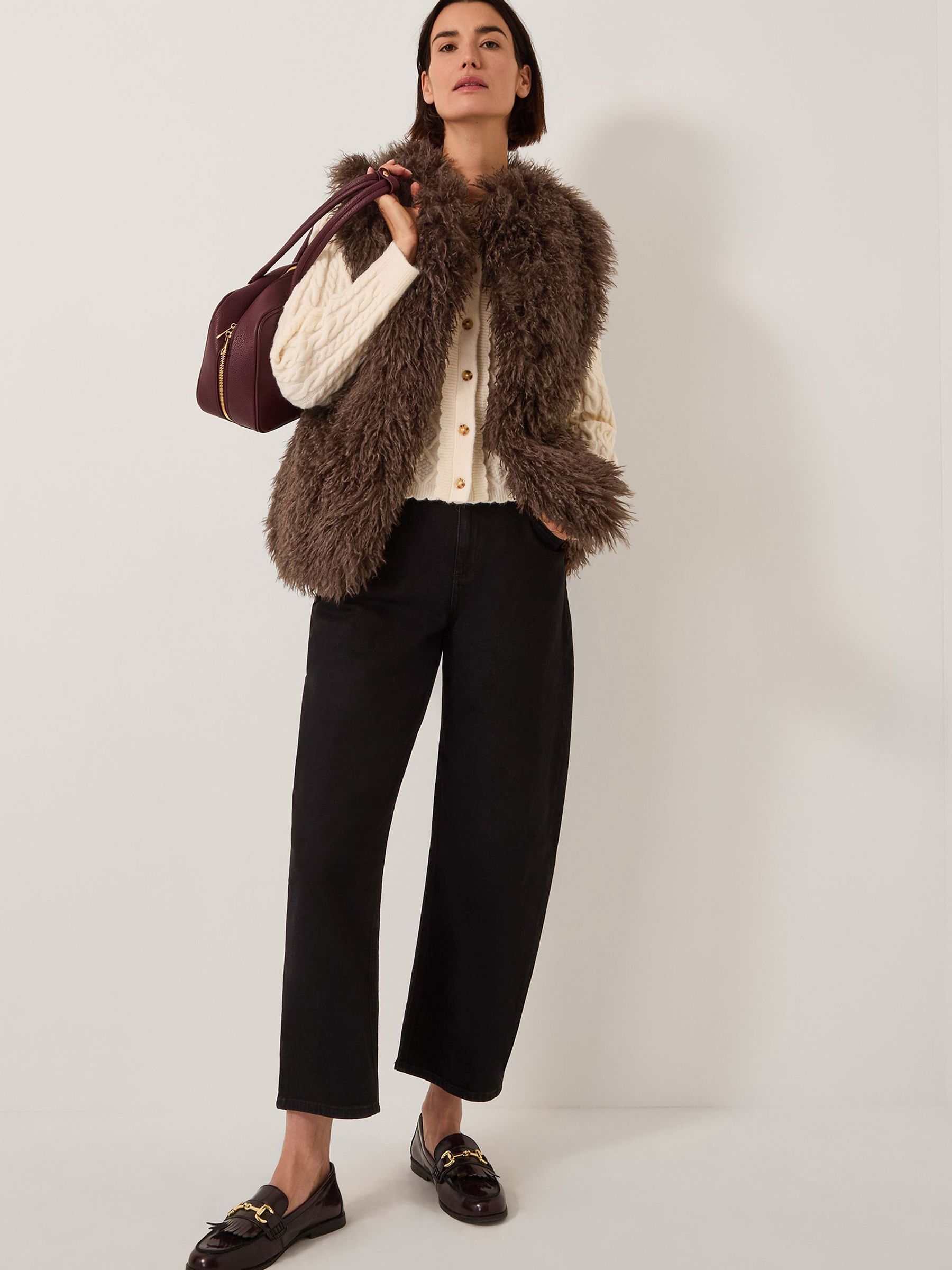 Buy Monsoon Brown Maeve Shaggy Faux Fur Gilet from Next USA