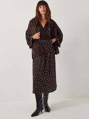 Monsoon Brown Mackie Polka Dot Lace Midi Dress - Image 1 of 4