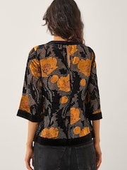 Monsoon Black Reese Devoré Polka Dot Top - Image 3 of 5