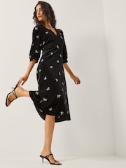 Monsoon Black Erin Floral Lace Velvet Midi Dress - Image 2 of 5