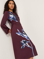 Monsoon Red Polly Floral Print Midi Dress - Image 1 of 4