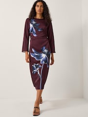 Monsoon Red Polly Floral Print Midi Dress - Image 2 of 4