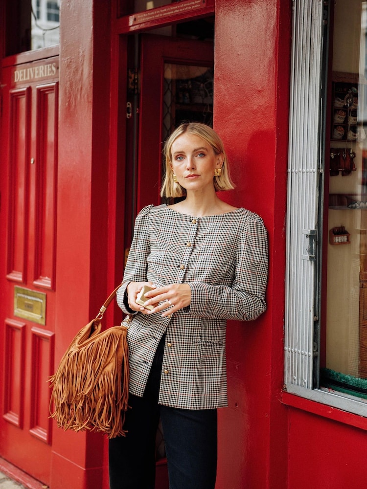 Monsoon Cream Carmen Check Print Jacket - Image 1 of 7 Monsoon Cream Carmen Check Print Jacket - Image 1 of 7
