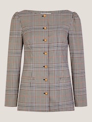 Monsoon Cream Carmen Check Print Jacket - Image 7 of 7