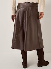 Monsoon Brown Marnie Faux Leather Midi Skirt - Image 3 of 5