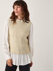 Monsoon Grey Carly Cable Knit Vest - Image 1 of 5