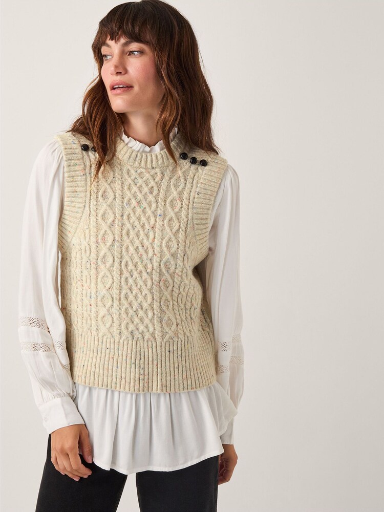 Monsoon Grey Carly Cable Knit Vest - Image 1 of 5