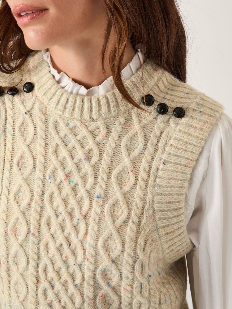 Monsoon Grey Carly Cable Knit Vest - Image 2 of 5