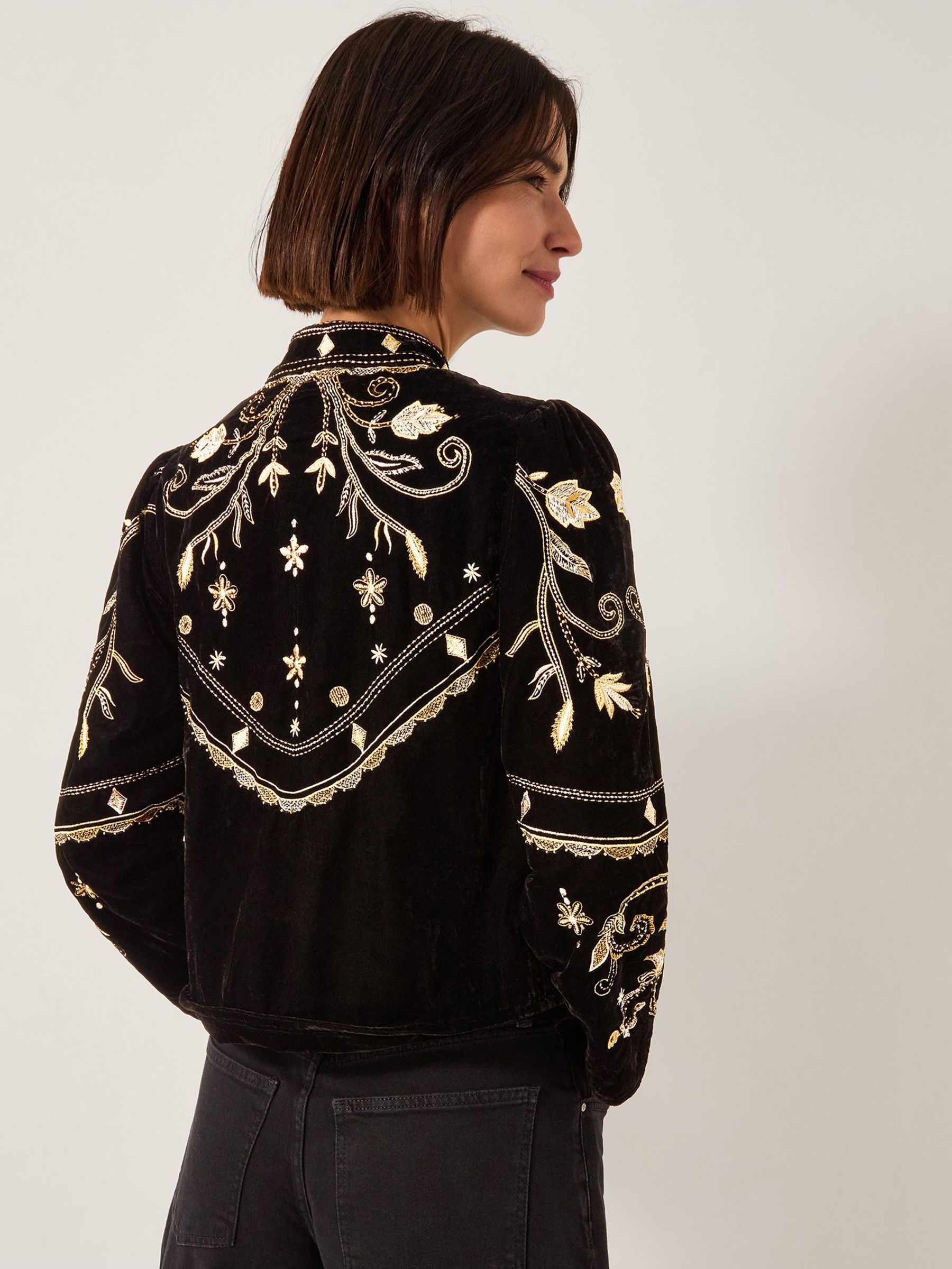 Buy Monsoon Black Farah Embroidered Velvet Jacket from Next USA