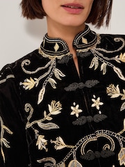 Monsoon Black Farah Embroidered Velvet Jacket - Image 4 of 5