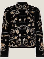 Monsoon Black Farah Embroidered Velvet Jacket - Image 5 of 5