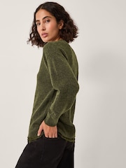 Monsoon Green Leanne Lace V-Neck Jumper - Image 2 of 4