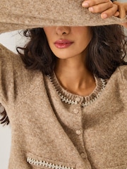 Monsoon Brown Evie Embellished Cardigan - Image 4 of 5