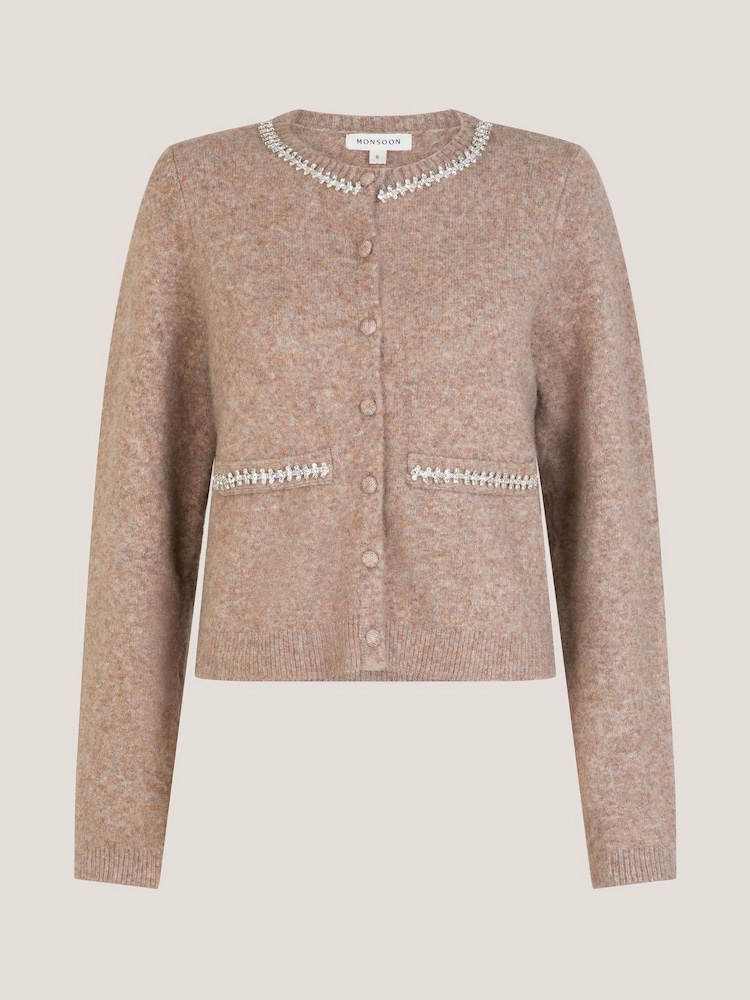 Monsoon Brown Evie Embellished Cardigan - Image 5 of 5