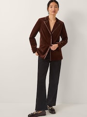 Monsoon Brown Mila Single Breasted Velvet Blazer - Image 4 of 5