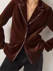 Monsoon Brown Mila Single Breasted Velvet Blazer - Image 5 of 5