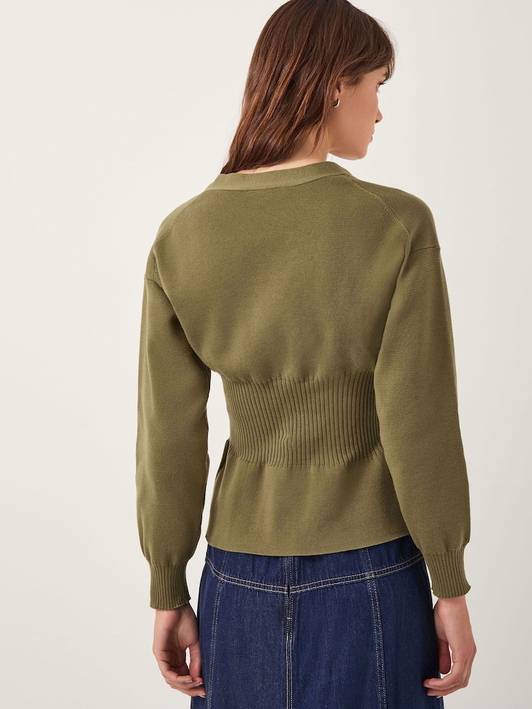 Monsoon Green Suzy Fitted V-Neck Cardigan - Image 2 of 5 Monsoon Green Suzy Fitted V-Neck Cardigan - Image 2 of 5