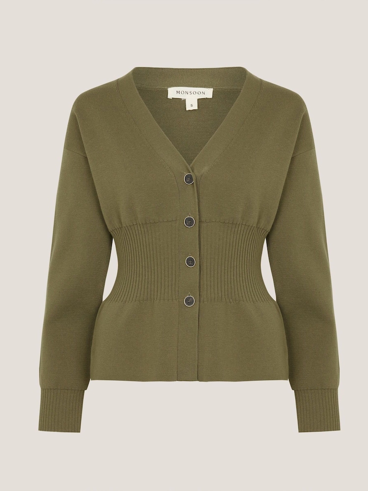 Monsoon Green Suzy Fitted V-Neck Cardigan - Image 5 of 5