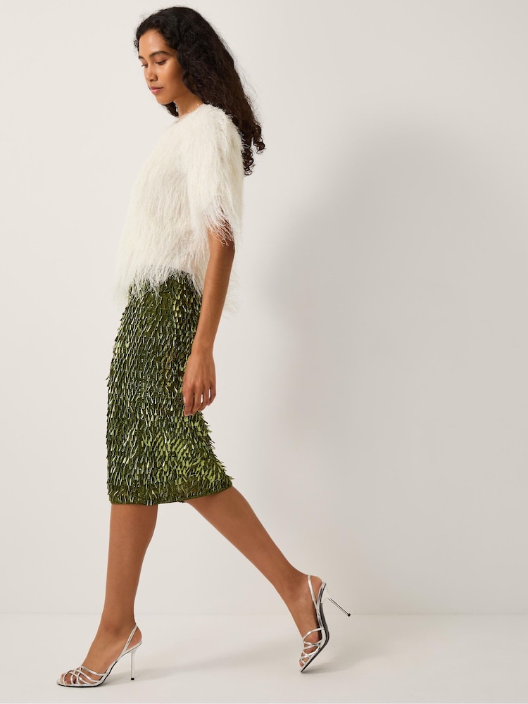 Monsoon Green Serenity Sequin Midi Skirt - Image 1 of 4