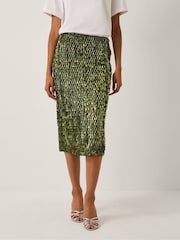 Monsoon Green Serenity Sequin Midi Skirt - Image 2 of 4